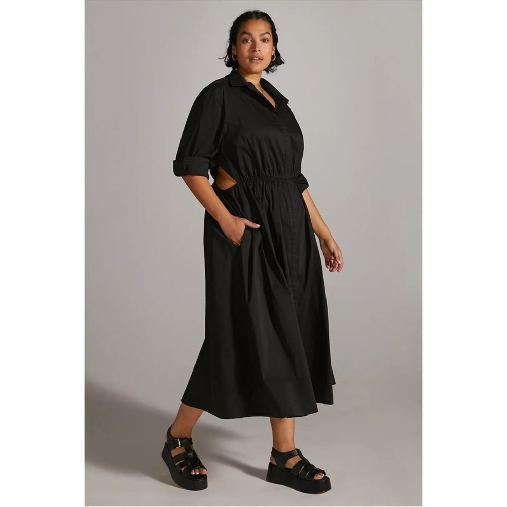 Anthropologie Black Midi Dress